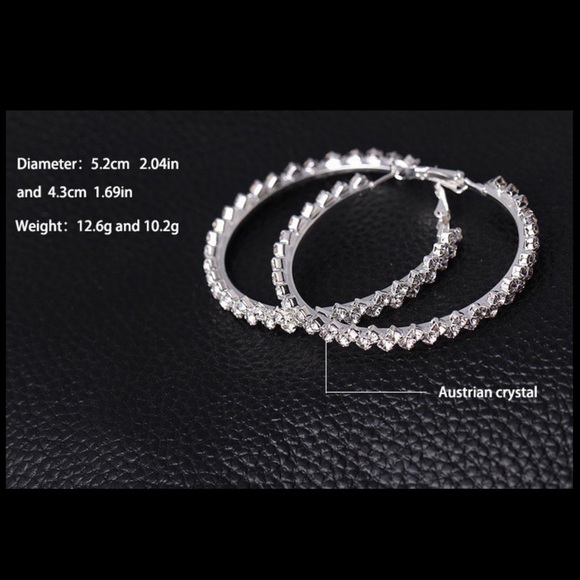 Crystal Zig Zag Hoop Earrings w/Clasp Back - Picture 6 of 8